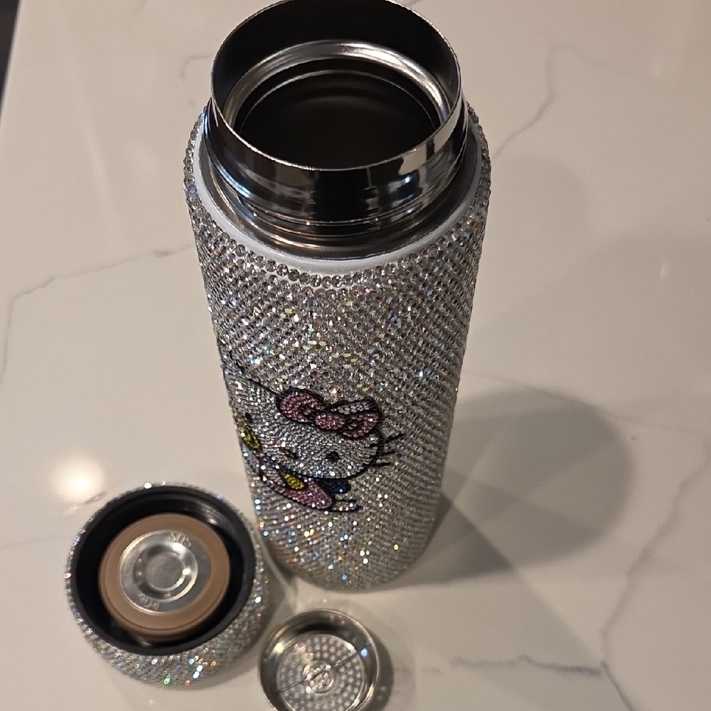 Hello Kitty Silver Rhinestone Water Bottle (new) - Picture 5 of 8